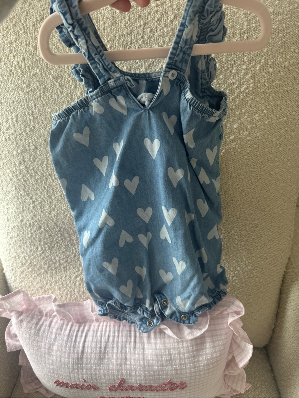 Carter's Blue Heart-Print Ruffle-Strap Romper - Picture 2 of 4